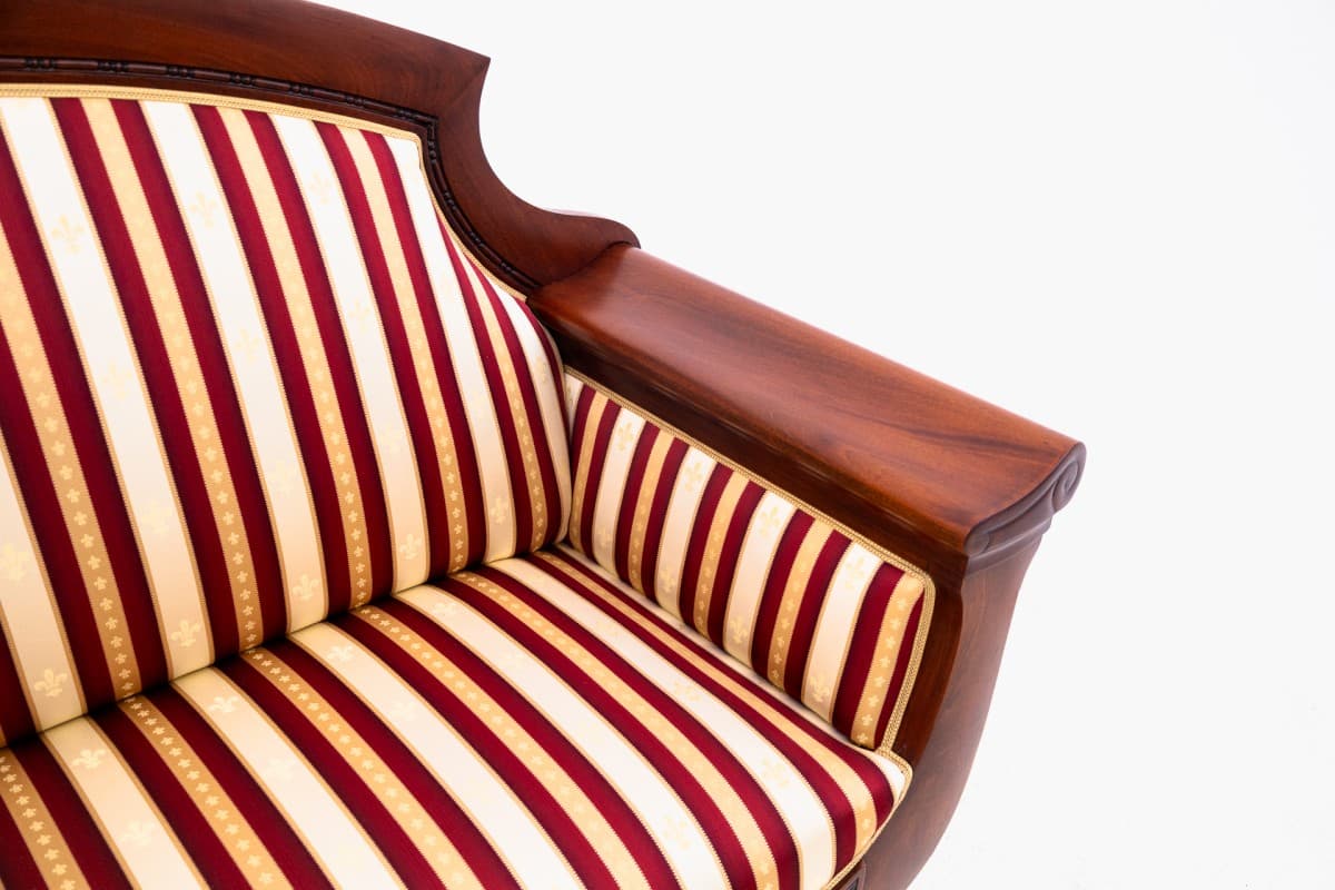 Sofa biedermeier, beżowy, drewno, Europa Północna, koniec XIX w. - 73037