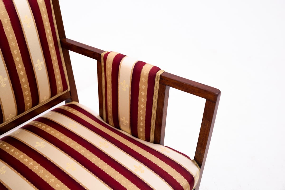 Komplet salonowy, drewno brąz, tapicerka burgund beż złoty, Francja, koniec XIX w. - 73054