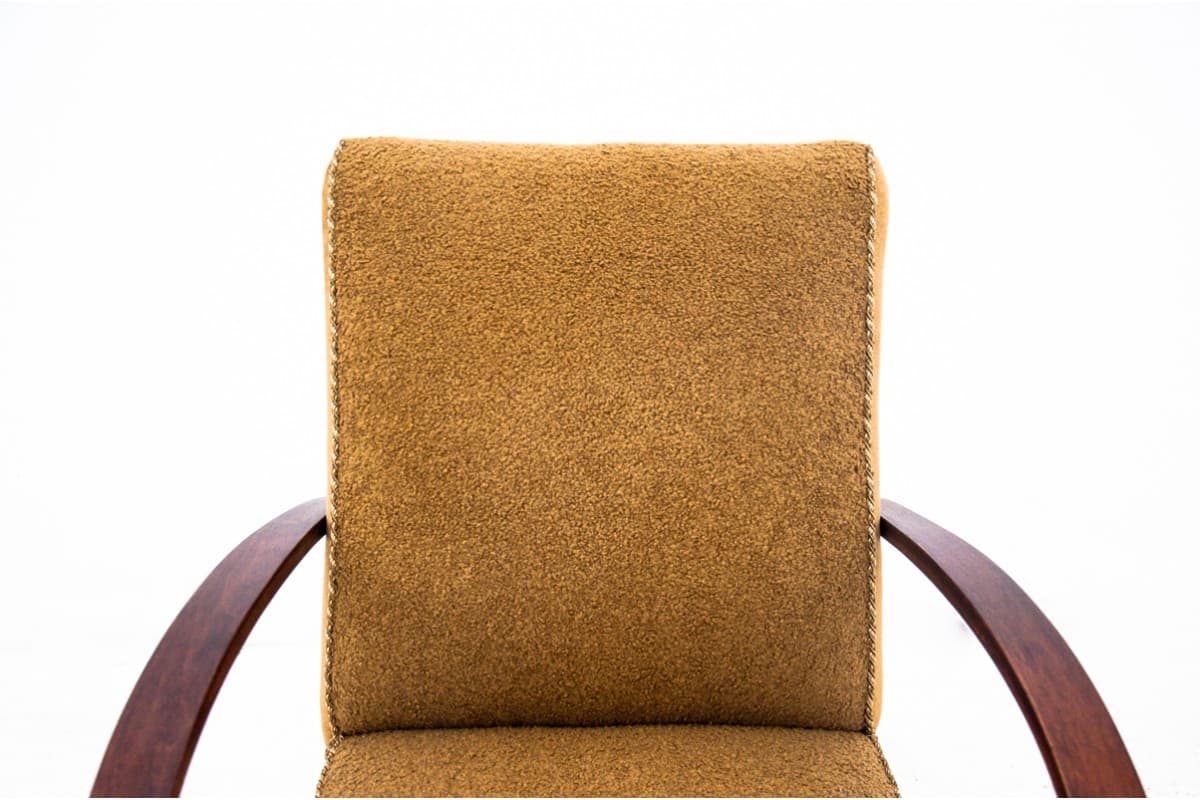 Armchair Art Deco, golden boucle, oak, by J. Halabala, Czechoslovakia, 1930s. - 73199