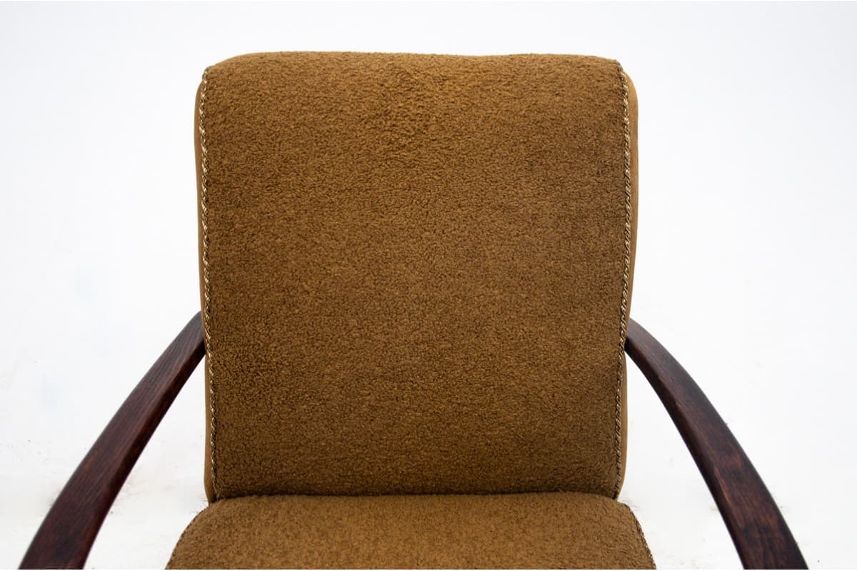 Para foteli Art Deco, boucle żółty, dąb, proj. J. Halabala, Czechy, lata 30. - 73208