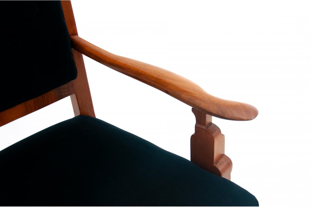 Fotel tronowy, velvet czarny, drewno, Europa Zachodnia, lata 20. - 73277