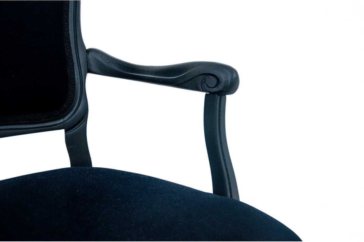 Armchair, Neo-Baroque, navy blue velvet, wood, Sweden, 1940s. - 75633