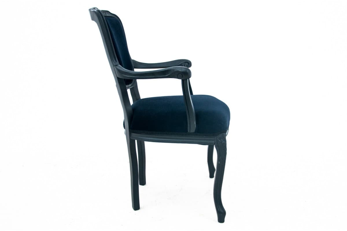 Armchair, Neo-Baroque, navy blue velvet, wood, Sweden, 1940s. - 75636