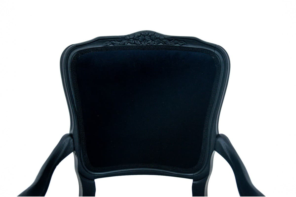 Armchair, Neo-Baroque, navy blue velvet, wood, Sweden, 1940s. - 75632