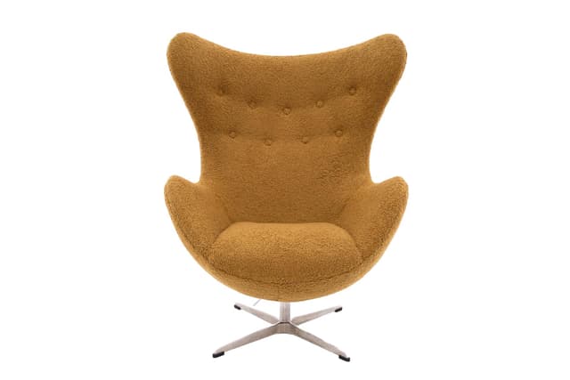 Fotel Egg, żółty boucle, aluminium, proj. A. Jacobsen, Fritz Hansen, Dania, lata 60. - WYMIARY