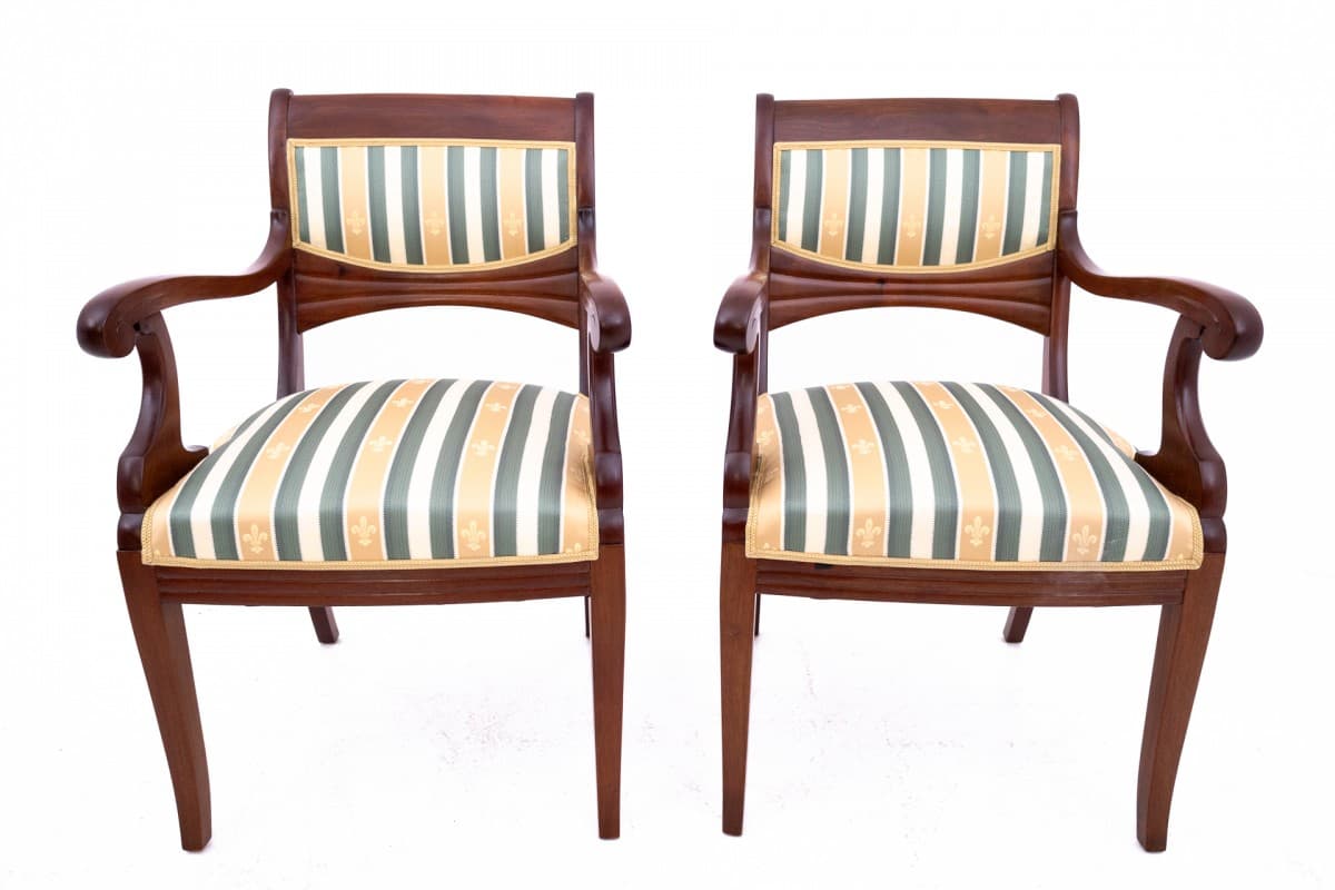 Pair of armchairs Empire, golden, wood, Northern Europe, 19th c. - 75697