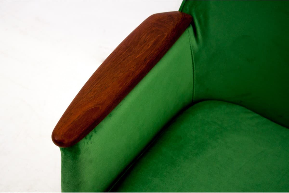 Zielony fotel, teak, styl mid-century modern, Dania, lata 60. - 46809