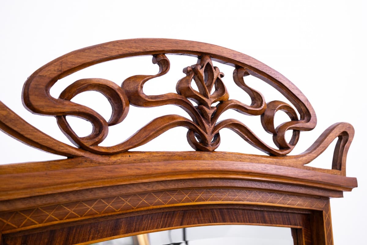 Lustro secesyjne, orzech, Francja, początek XX w. - 76571