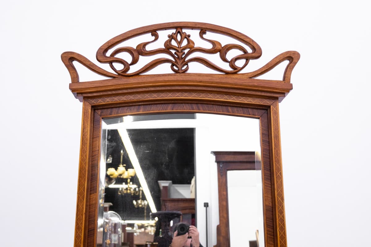 Lustro secesyjne, orzech, Francja, początek XX w. - 76568