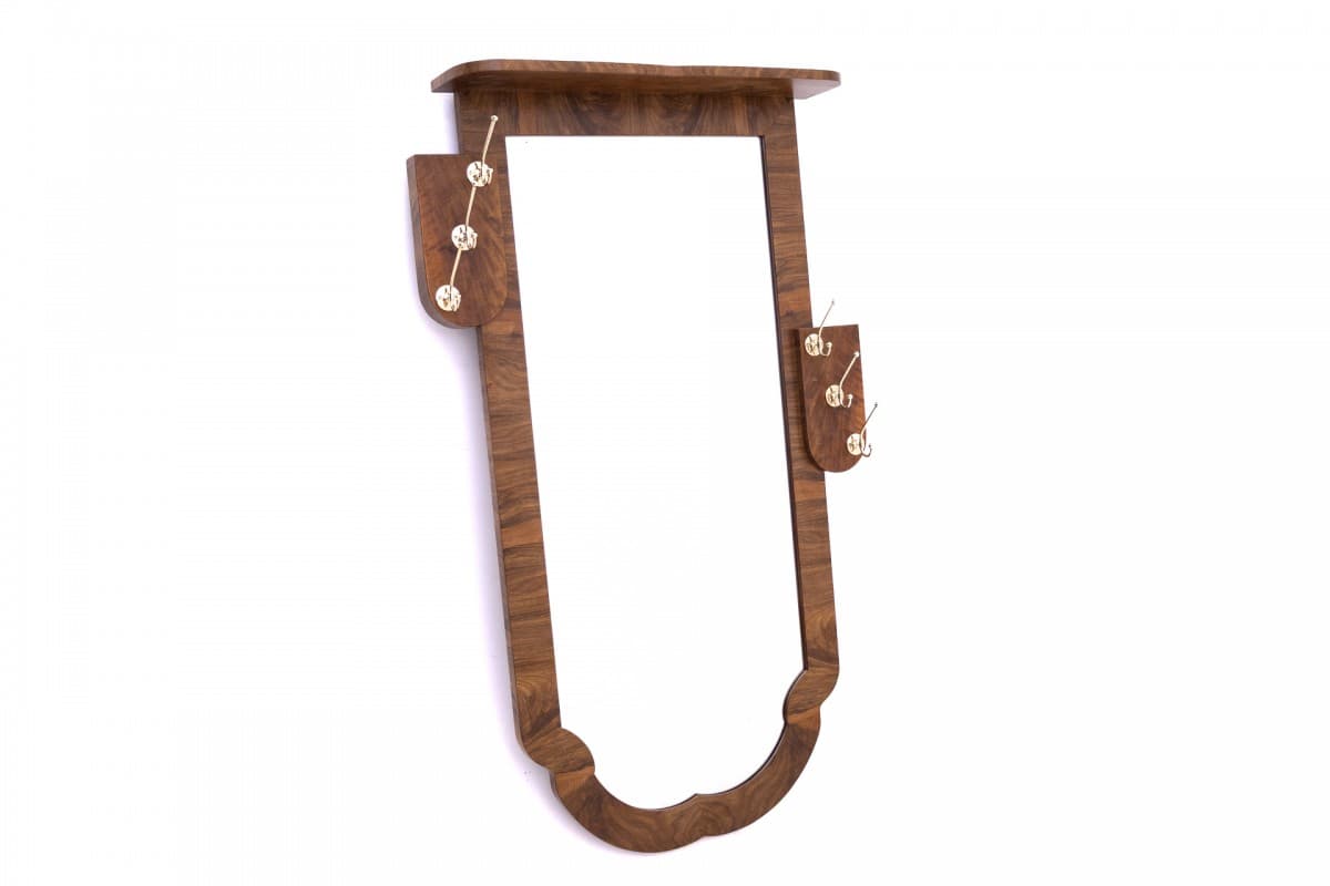 Hall stand Art Deco, walnut brown, Poland, 1950s. - 76644