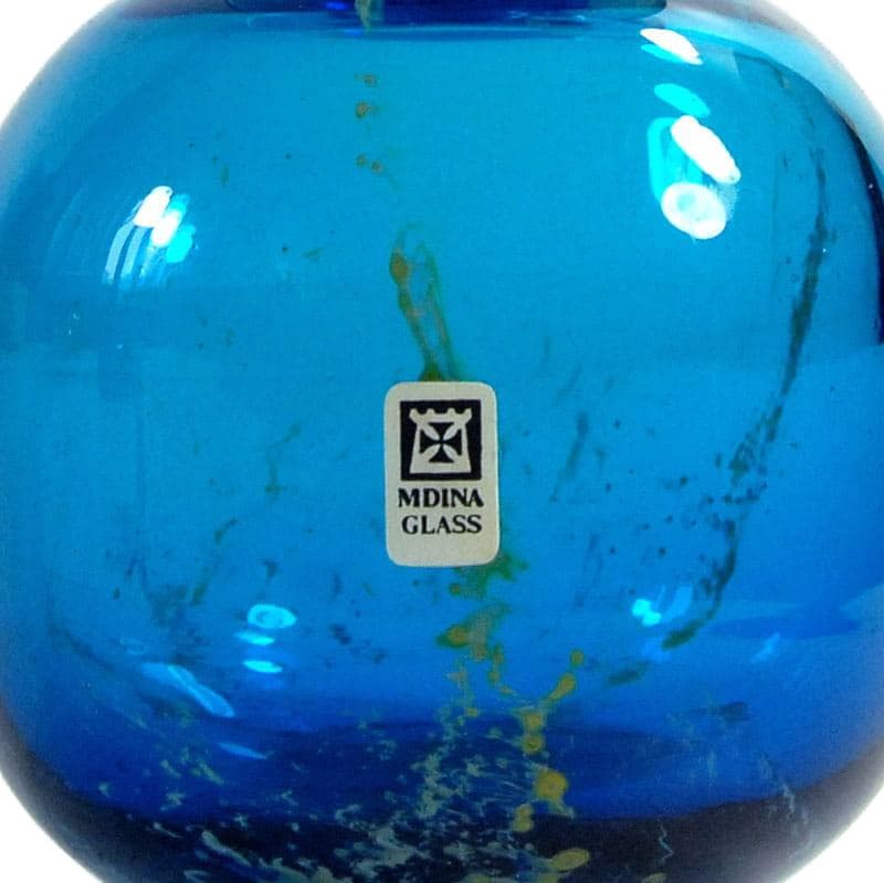 Niebieski flakon szklany, Mdina, Malta, lata 70/80 - 4201