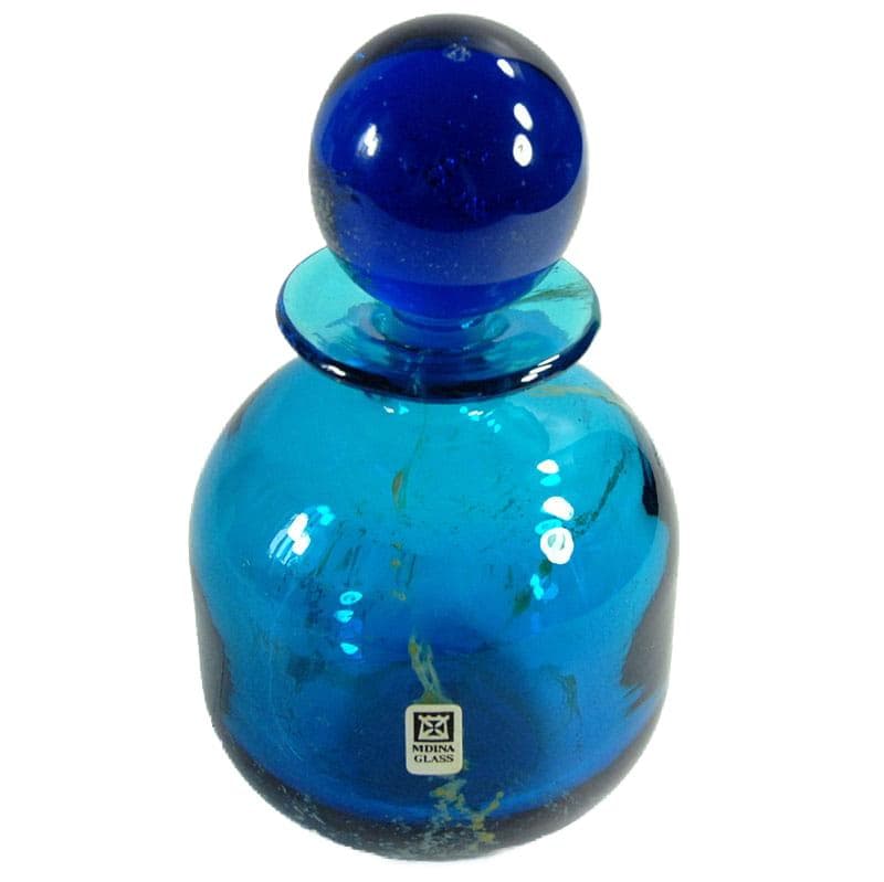Niebieski flakon szklany, Mdina, Malta, lata 70/80 - 4197