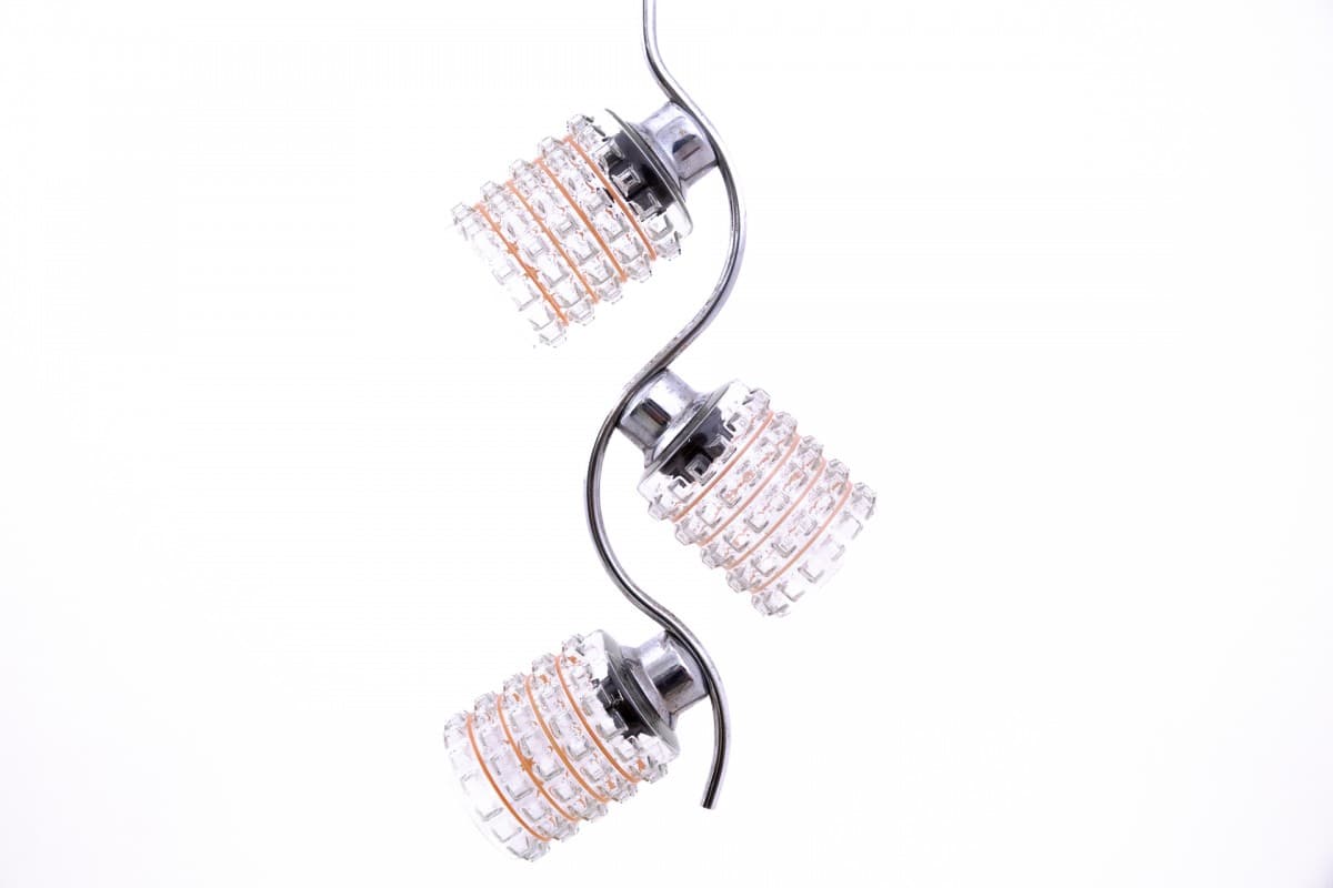 Lampa sufitowa, chromowana stal srebrna, Polska, lata 70. - 76735