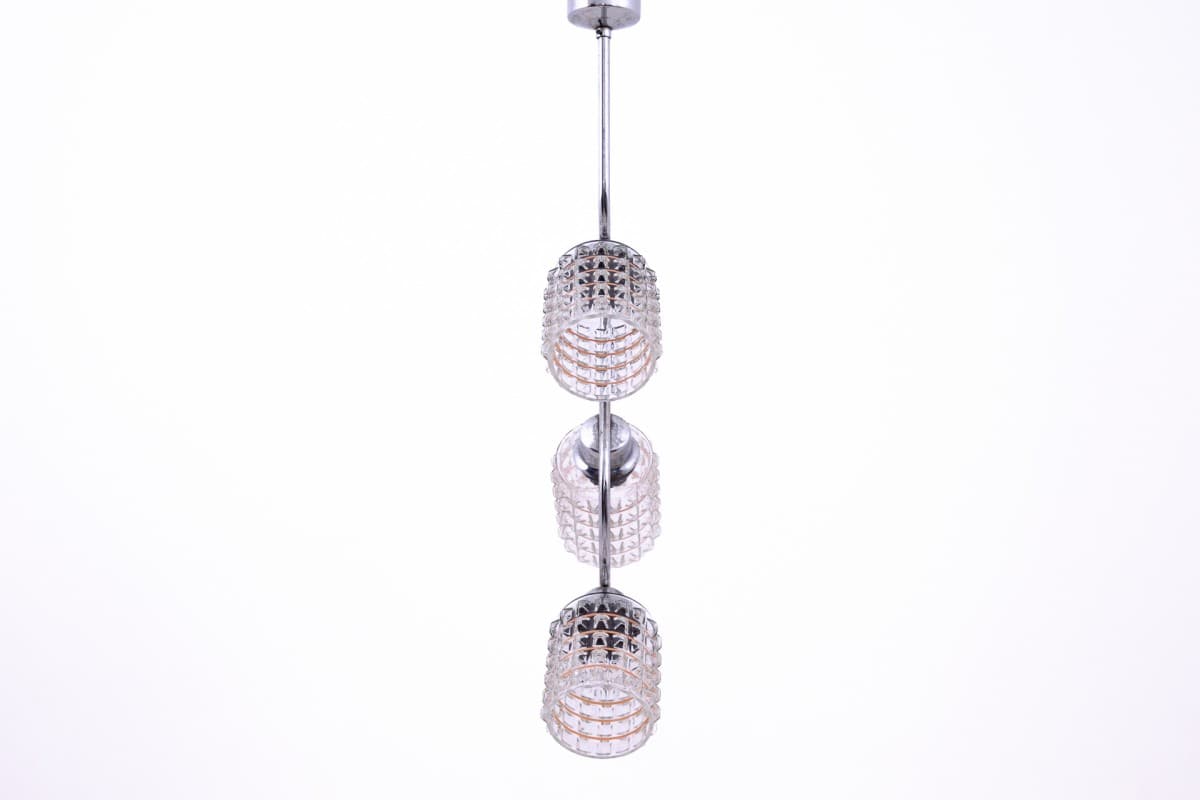 Lampa sufitowa, chromowana stal srebrna, Polska, lata 70. - 76737