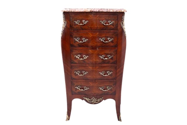 Komoda szyfoniera, brązowy ciemny, marmur różowy, Francja, początek XX w. - WYMIARY