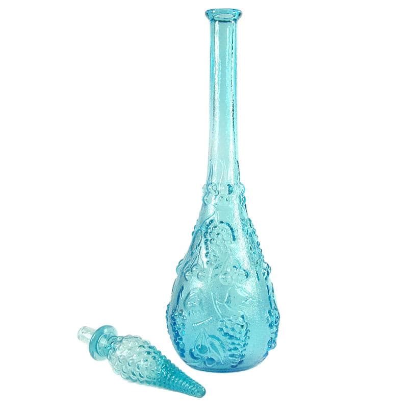 Błękitna karafka ze szkła prasowanego, Empoli, Włochy, lata 60. - 4286