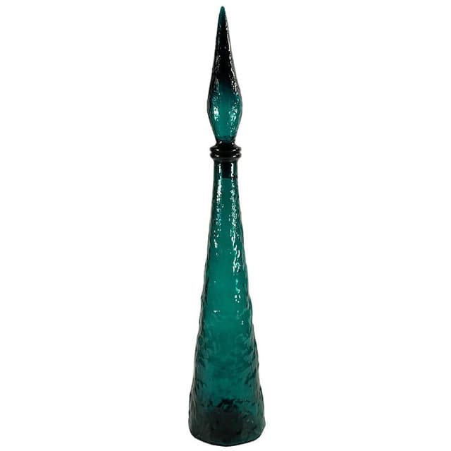 Emerald Pressed Glass Carafe, Empoli, Italy, 1960s - DIMENSION