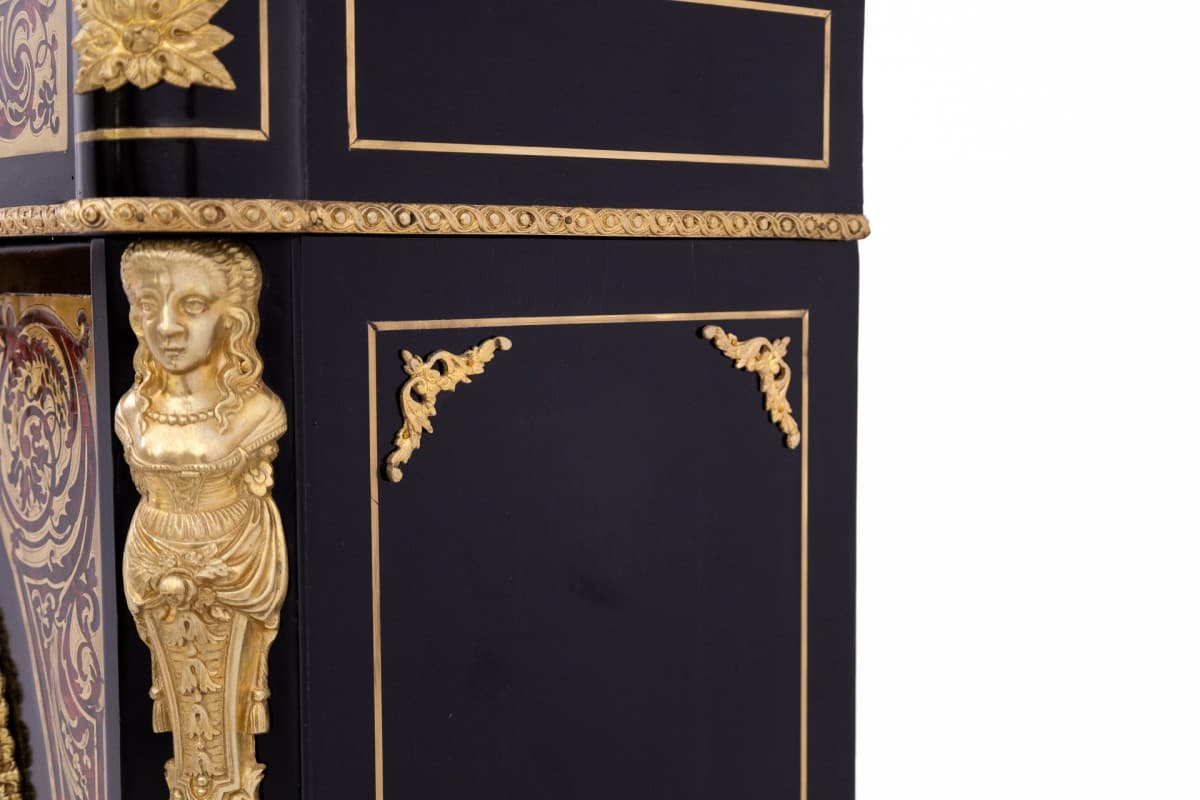 Komoda Boulle, czarna, drewno mosiądz szylkret marmur, Francja, XIX wiek - 76939