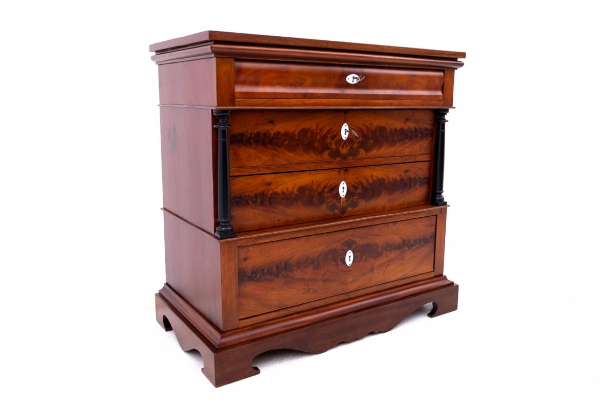 Komoda biedermeier, mahoń ciemnobrązowy, Szwecja, XIX wiek - 76977