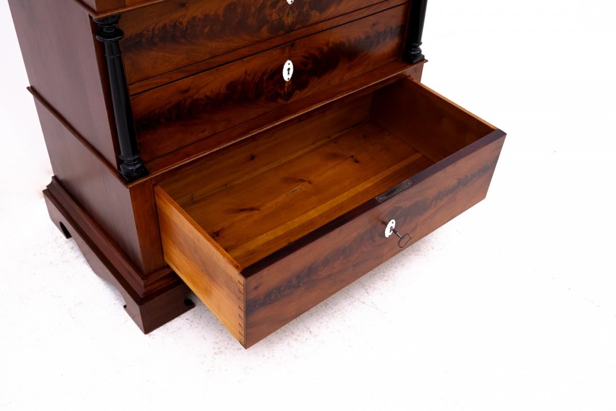 Komoda biedermeier, mahoń ciemnobrązowy, Szwecja, XIX wiek - 76980