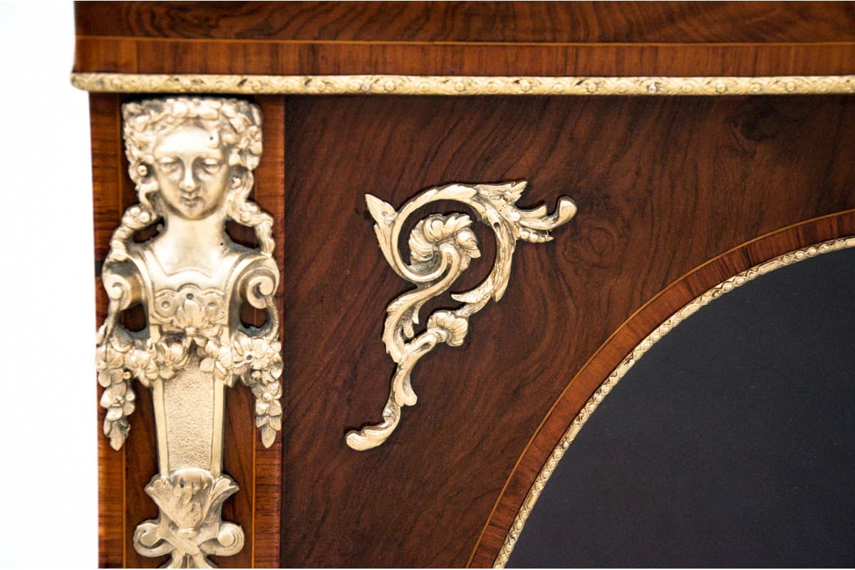 Komoda witryna, styl Ludwika Filipa, drewno brązowy, Francja, lata 80. XIX w. - 77041