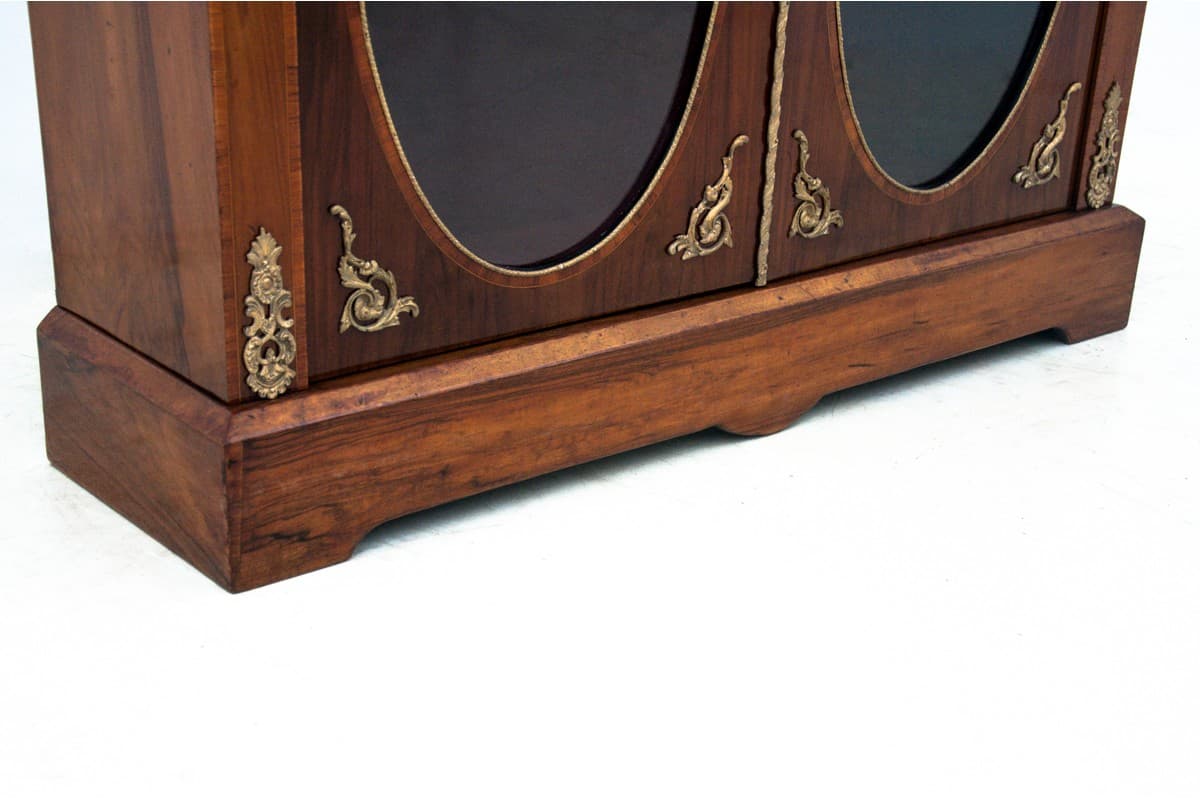 Komoda witryna, styl Ludwika Filipa, drewno brązowy, Francja, lata 80. XIX w. - 77045