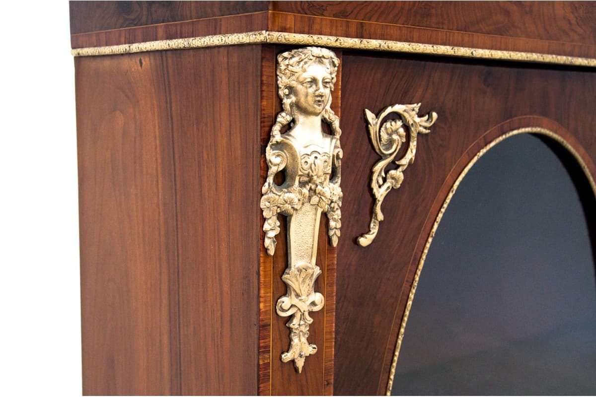 Komoda witryna, styl Ludwika Filipa, drewno brązowy, Francja, lata 80. XIX w. - 77040