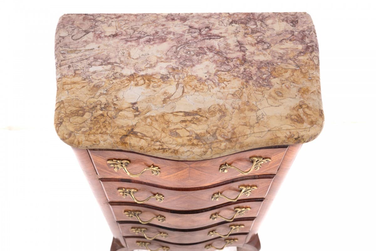 Szyfoniera Louis XV, orzech brązowy ciemny, marmur jasny, Francja, początek XX w. - 77052