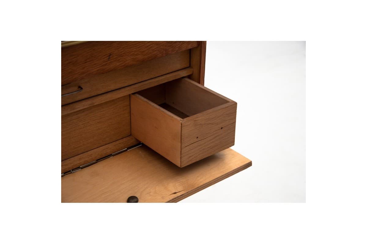 Stolik pomocniczy, niciak, drewno jasnobrązowe, Polska, lata 70. - 77652