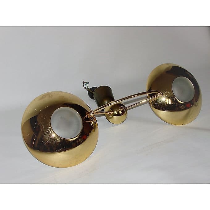 Mosiężna, modernistyczna lampa wisząca, lata 80. - 38577