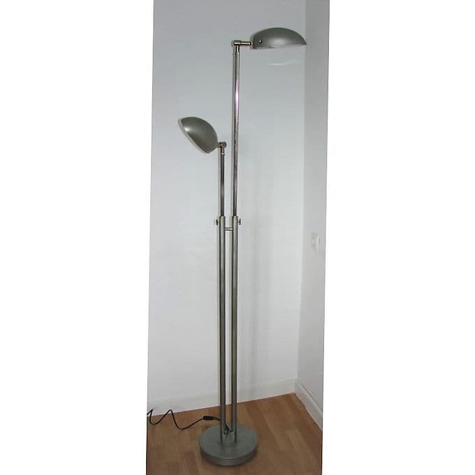 Srebrna metalowa lampa podłogowa modernistyczna, lata 80. - 38701