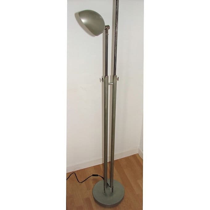 Srebrna metalowa lampa podłogowa modernistyczna, lata 80. - 38699