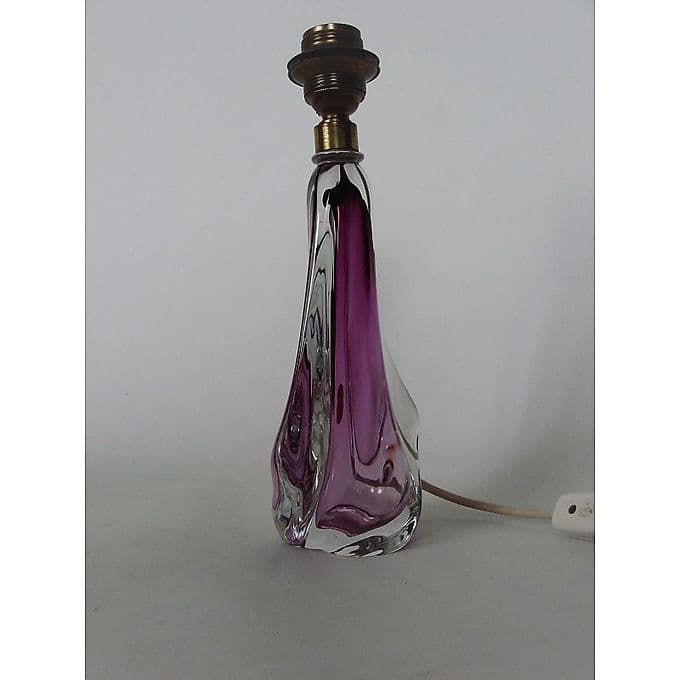 Table Lamp Val Saint Lambert, violet crystal, Belgium, 1950s. - 38692