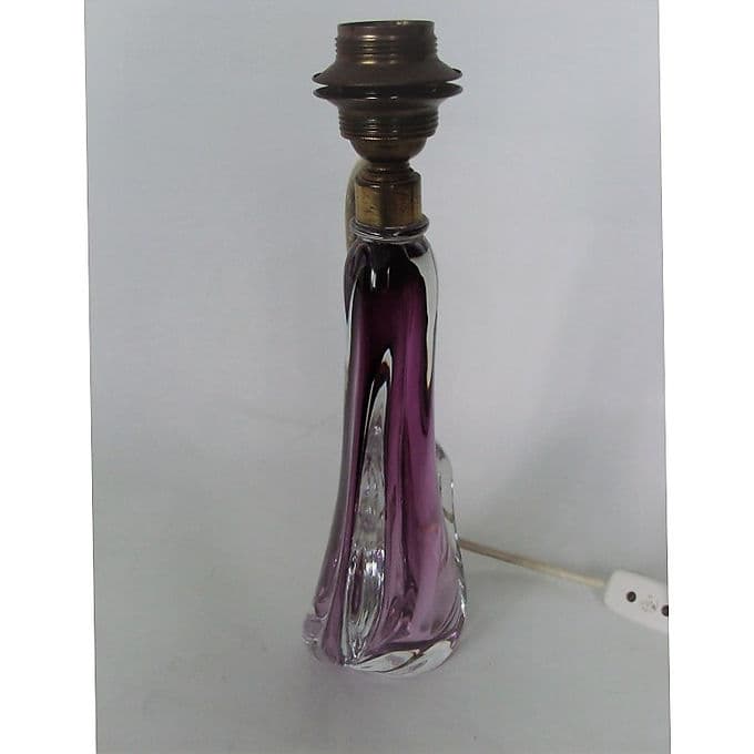 Table Lamp Val Saint Lambert, violet crystal, Belgium, 1950s. - 38690