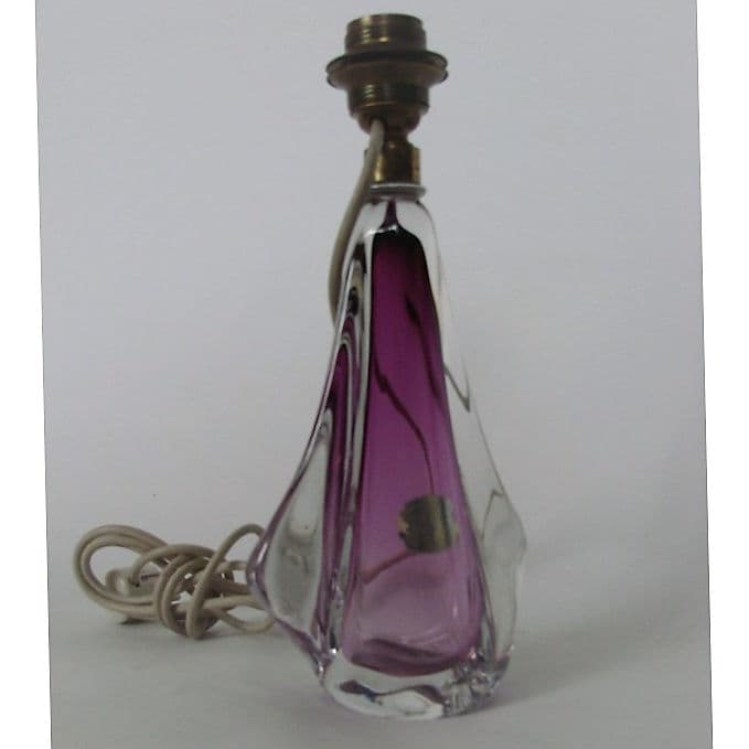 Table Lamp Val Saint Lambert, violet crystal, Belgium, 1950s. - 38689