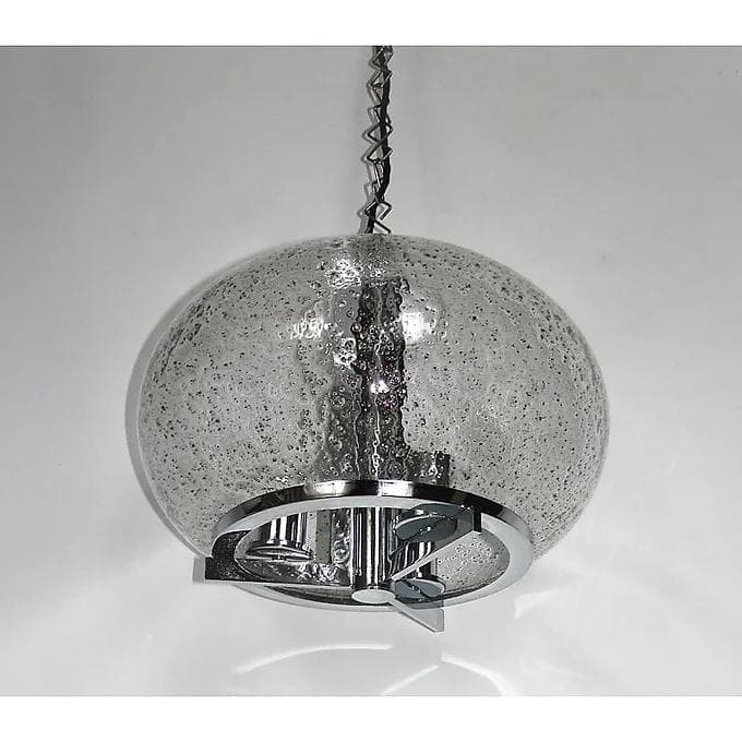 Lampa wisząca Modern, chromowana stal srebrna, szkło, lata 70. - 38686