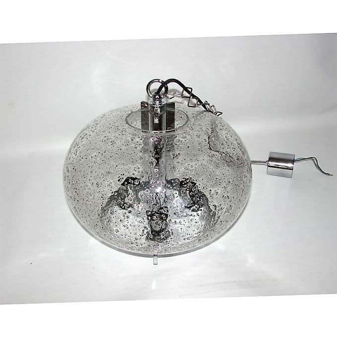 Lampa wisząca Modern, chromowana stal srebrna, szkło, lata 70. - 38682