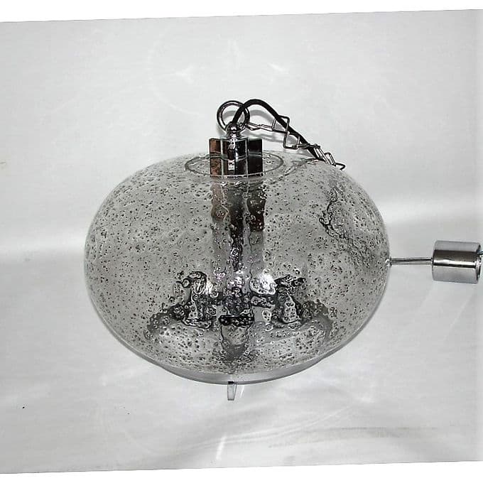 Lampa wisząca Modern, chromowana stal srebrna, szkło, lata 70. - 38681