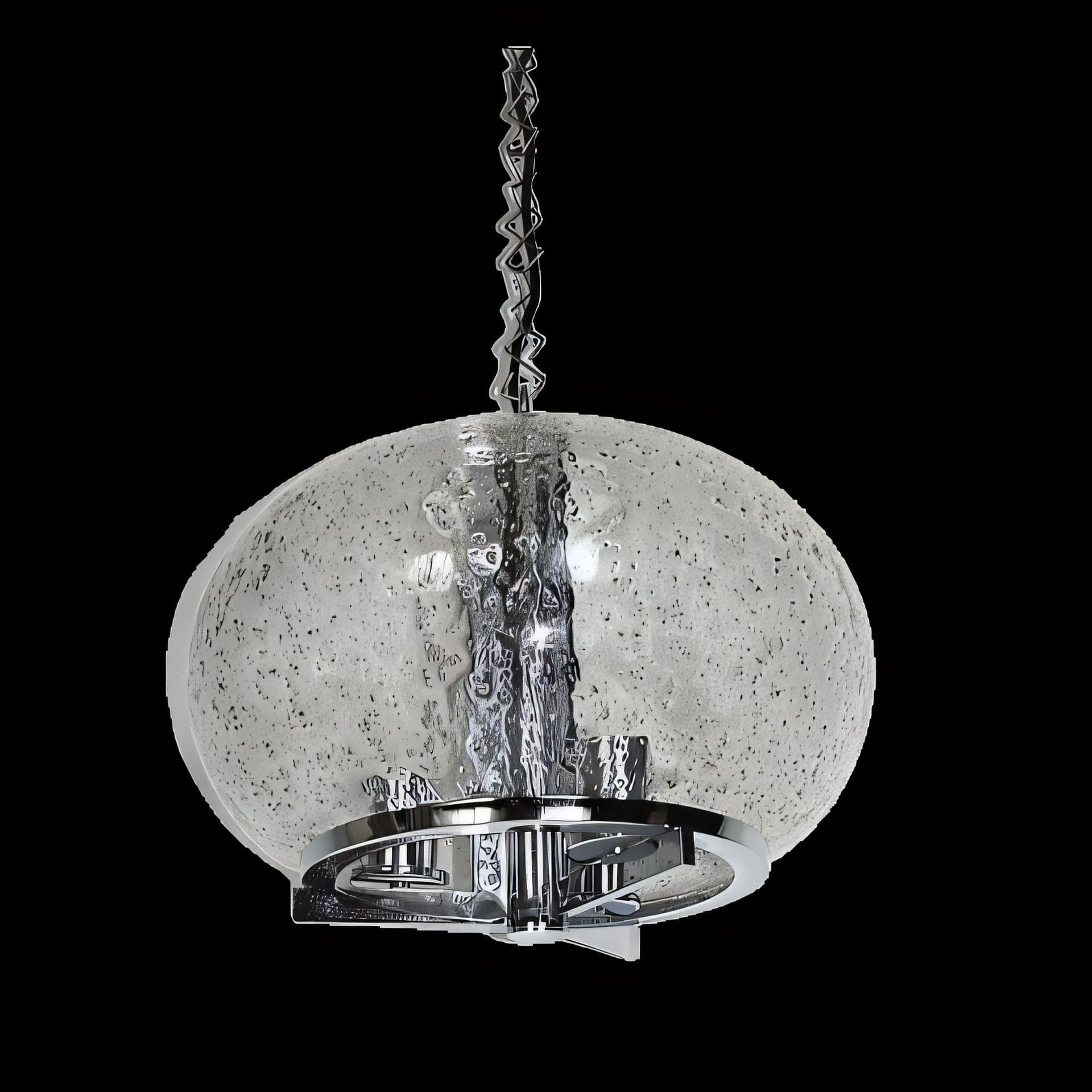 Lampa wisząca Modern, chromowana stal srebrna, szkło, lata 70. - 38680