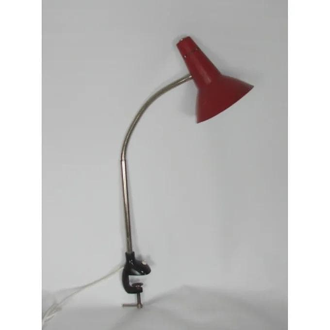 Desk lamp, maroon, aluminum, 1960s. - 38670
