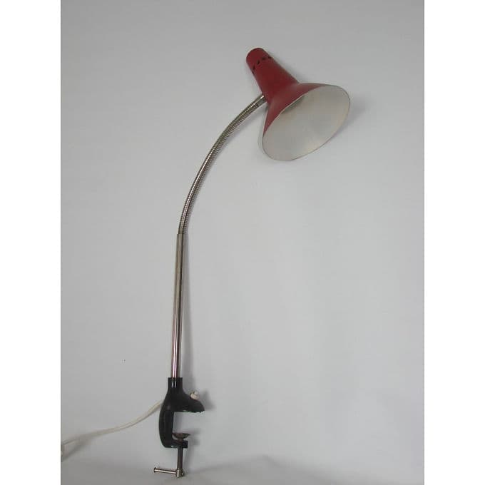 Desk lamp, maroon, aluminum, 1960s. - 38668