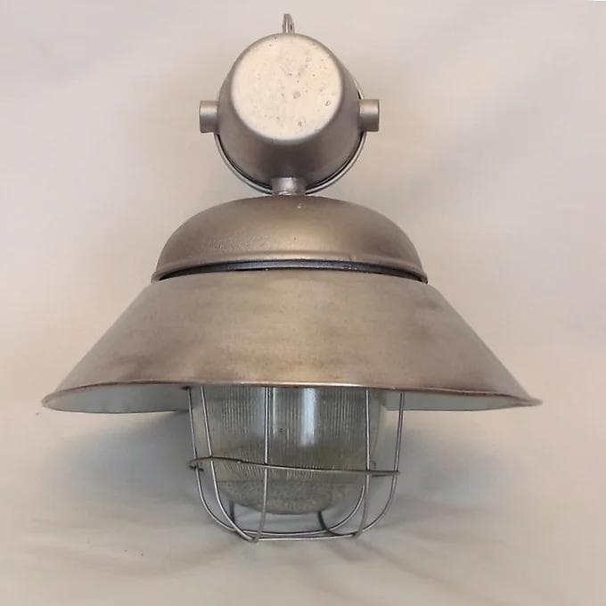 Lampa wisząca fabryczna XXL, srebrny, metal, Polam, Polska, lata 70. - 38606
