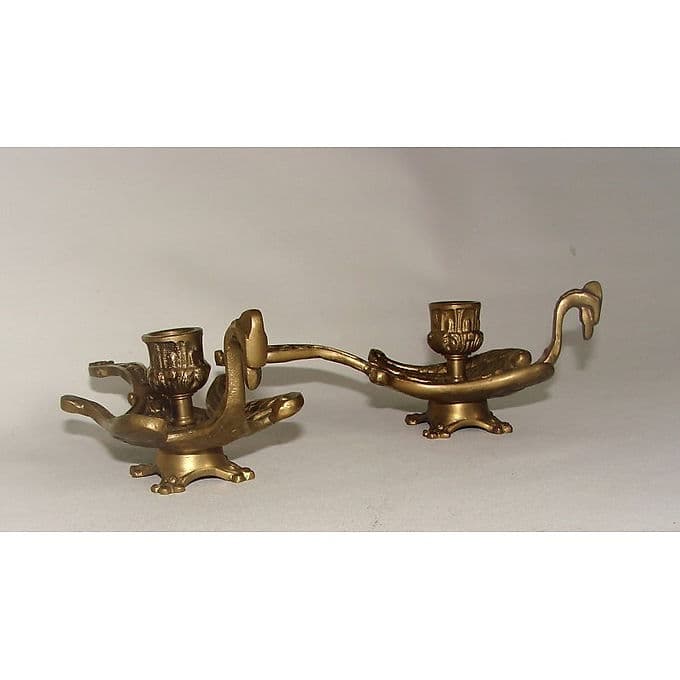 Para świeczników Art Nouveau, mosiądz złoty, początek XX w. - 38600