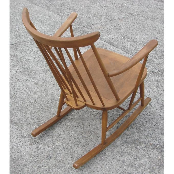 Fotel bujany, drewno jasnobrązowy, proj. L. Ercolani, Wielka Brytania, lata 50. - 38585