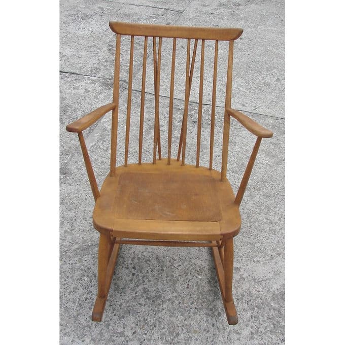 Fotel bujany, drewno jasnobrązowy, proj. L. Ercolani, Wielka Brytania, lata 50. - 38586