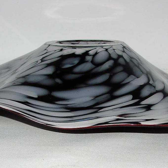 Glass centerpiece, maroon, glass, 1970s. - 38833