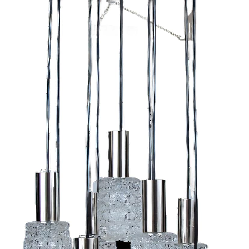 Żyrandol kaskadowy Neheum Typ 421, srebrny, stal chromowana, szkło, lata 70.