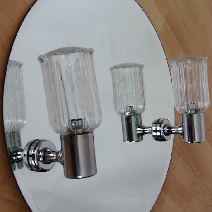 Chrome Wall Mirror with Sconces, Modernist, 1980s - 38810