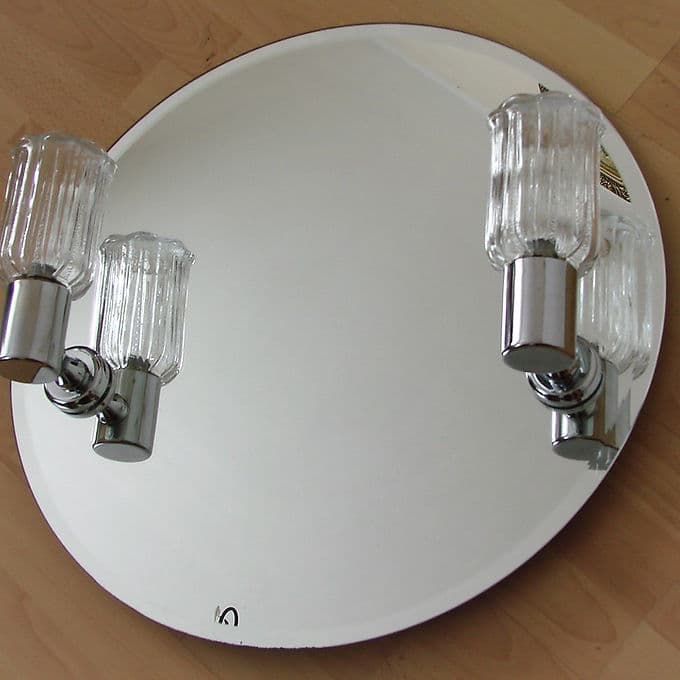 Chrome Wall Mirror with Sconces, Modernist, 1980s
