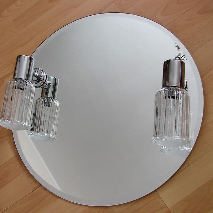 Chrome Wall Mirror with Sconces, Modernist, 1980s - 38809